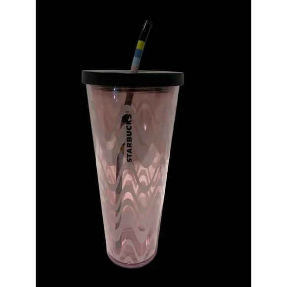 Starbucks | Dining | Starbucks Pink Wavy Lines Abstract Cold Cup Acrylic  Tumbler 24oz Summer Read | Poshmark